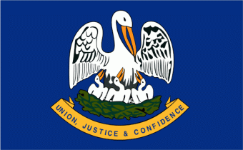 New Louisiana state flag with bleeding pelican is unfurled